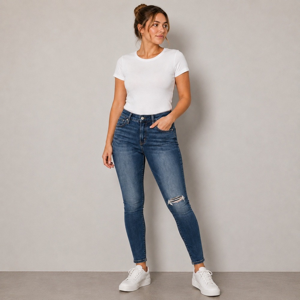 American Eagle High Rise Jegging Luxe Stretch Distressed Jeans Blue Size 0 Reg